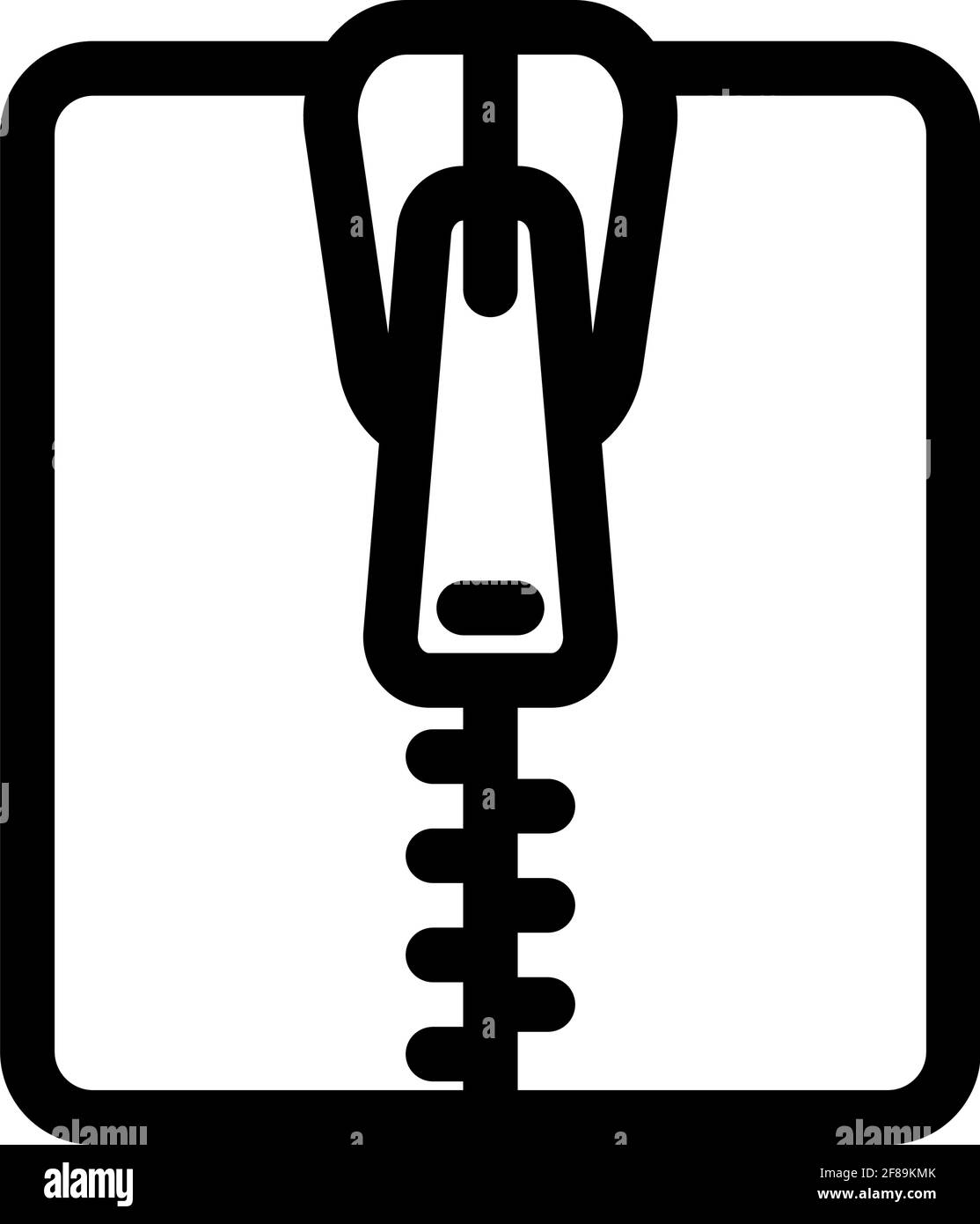 Umrisssymbol des Reißverschlusswerkzeugs. Schließen Sie das Zipper Lock Tailor Piktogramm. Reißverschlüsse aus Textil und Stoff, Nähwerkzeuge für Kleidung und Taschen. Bearbeitbare Kontur vec Stock Vektor