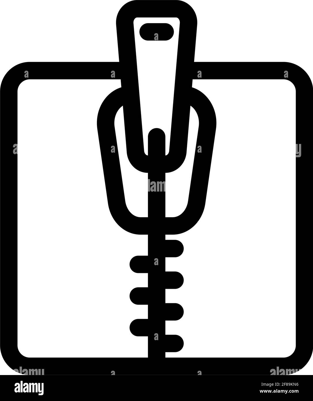 Umrisssymbol des Reißverschlusswerkzeugs. Schließen Sie das Zipper Lock Tailor Piktogramm. Reißverschlüsse aus Textil und Stoff, Nähwerkzeuge für Kleidung und Taschen. Bearbeitbare Kontur vec Stock Vektor