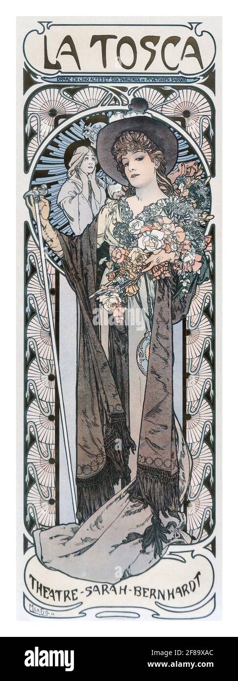 La Tosca, 1899, feat. Sarah Bernhardt – Jugendstil von Alphonse Mucha Stockfoto