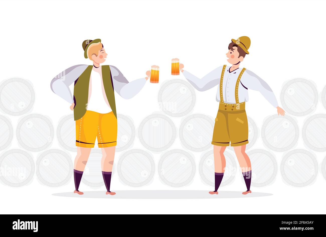 Menschen in traditionellen Kleidern Bier trinken feiern Oktoberfest Party Freunde Spaß haben Stock Vektor