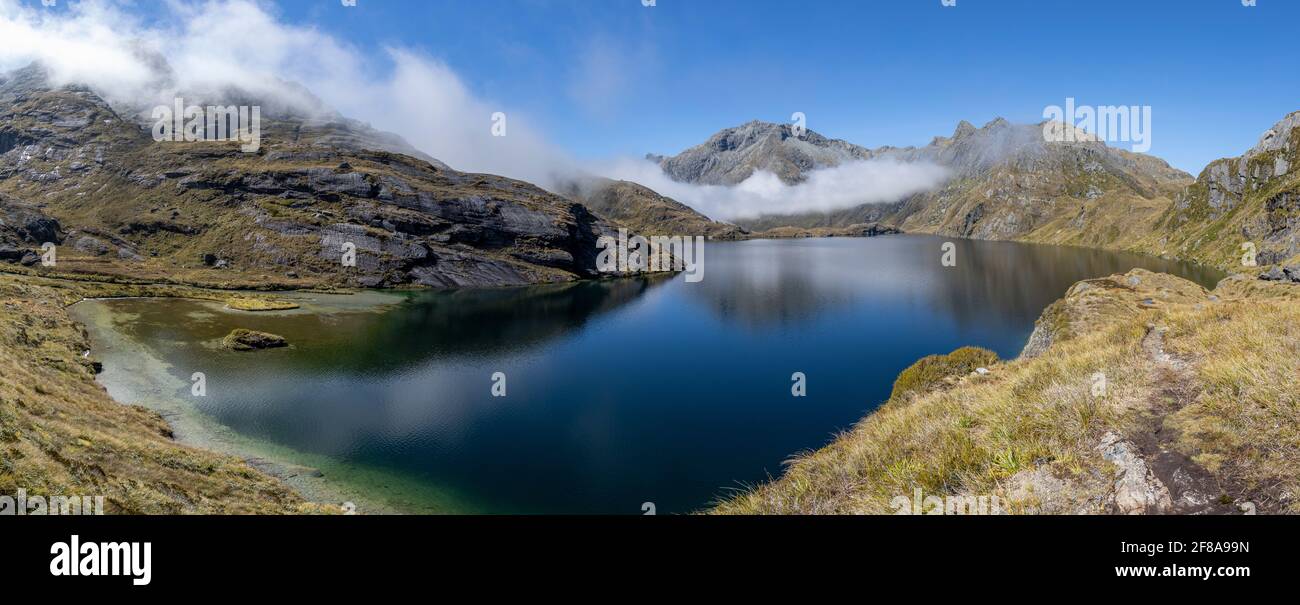 Lake Harris Panorama, Routeburn Track, Neuseeland Stockfoto