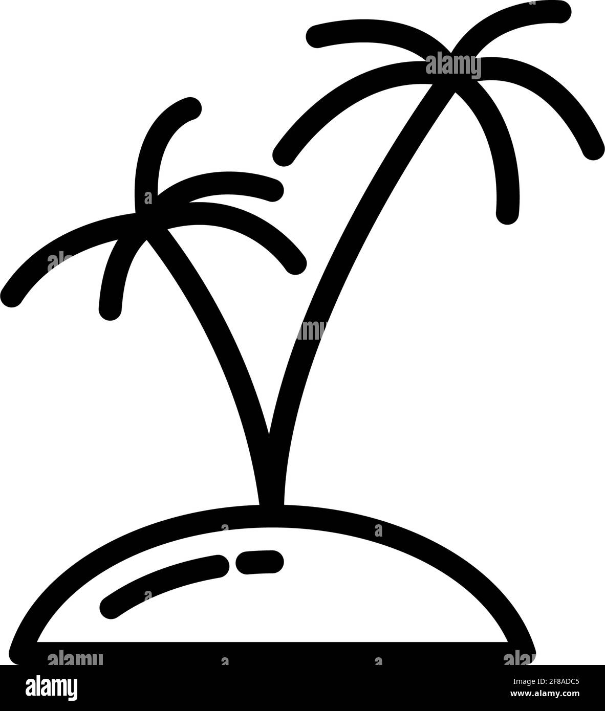 Einfache Palmensymbolvektor, Sommer Strand Palmen Inseln umreißen Zeichen Illustration Stock Vektor
