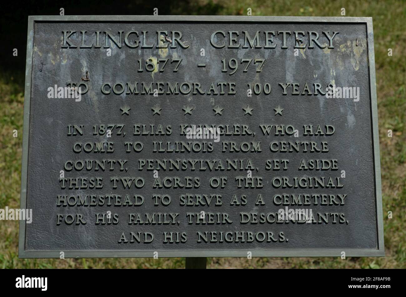 Klingler Cemetery auf dem Gelände des Joliet Arsenal Stockfoto