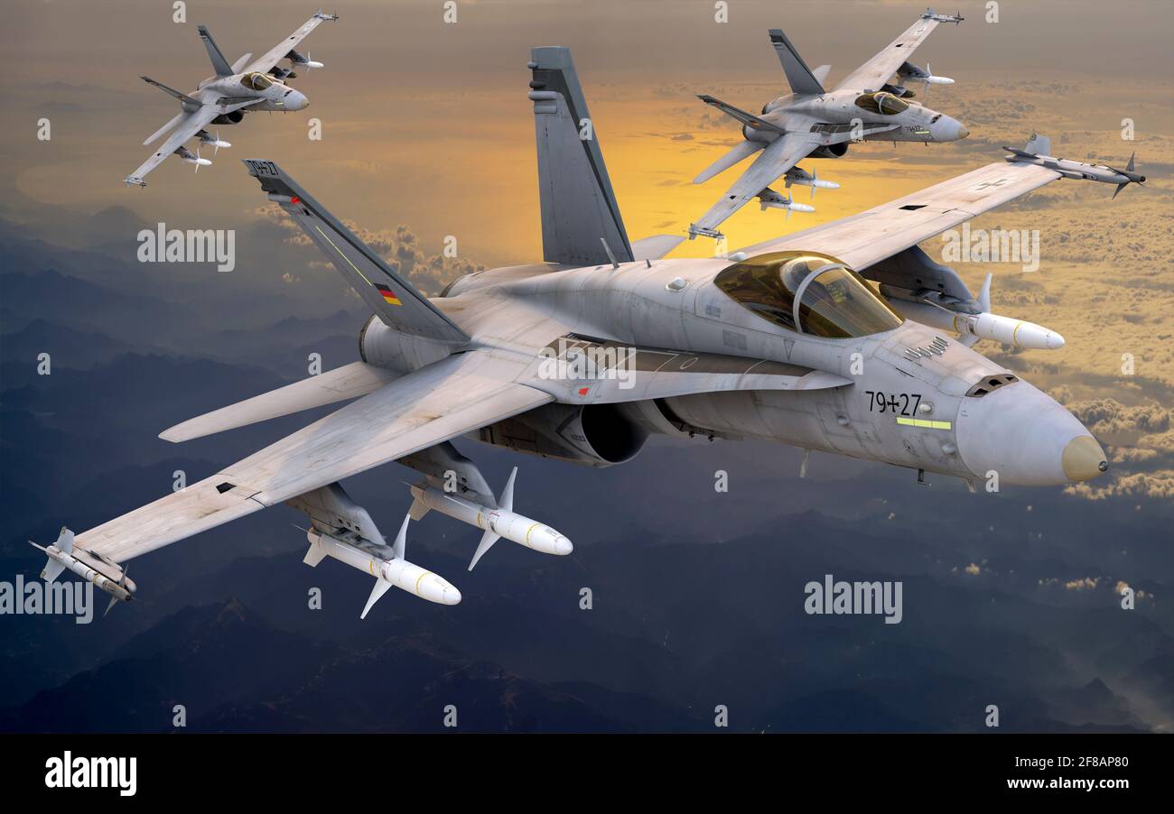 F / A-18C mit fiktiven Staatsbürgerschaft der deutschen Embleme Stockfoto