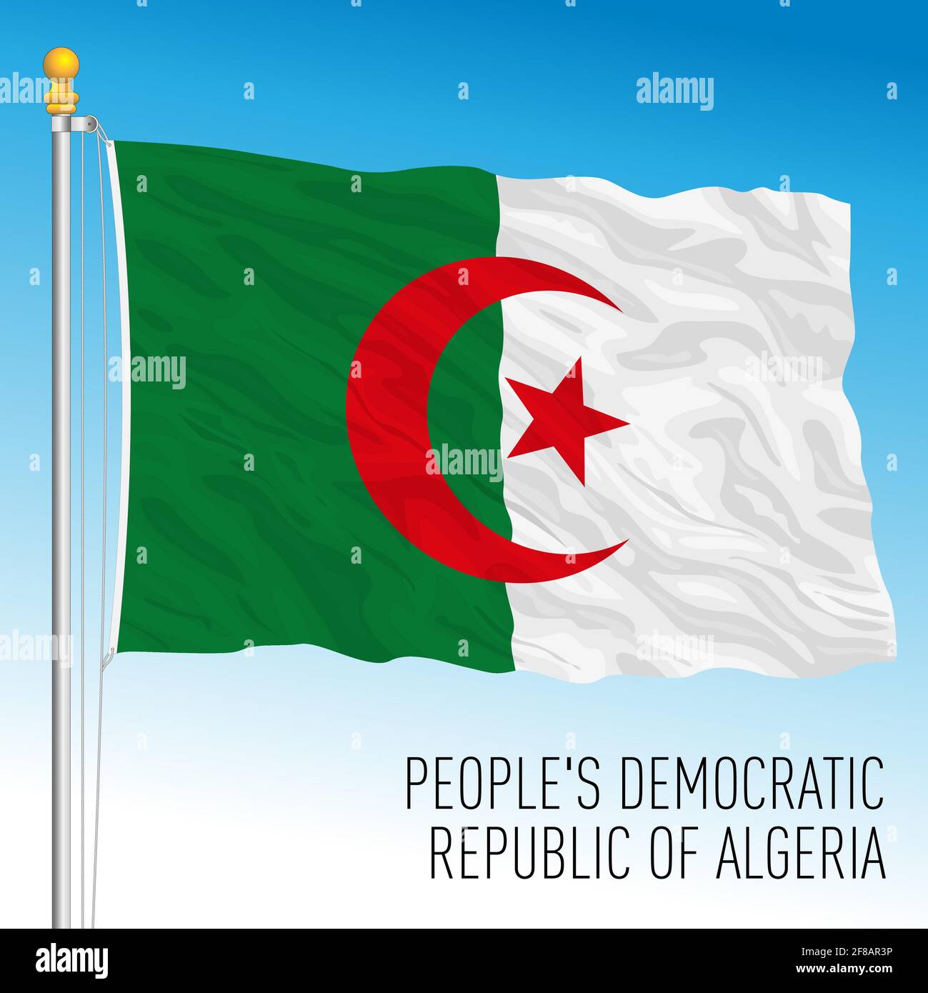 Algerien offizielle Nationalflagge, afrikanisches Land, Vektorgrafik Stock Vektor