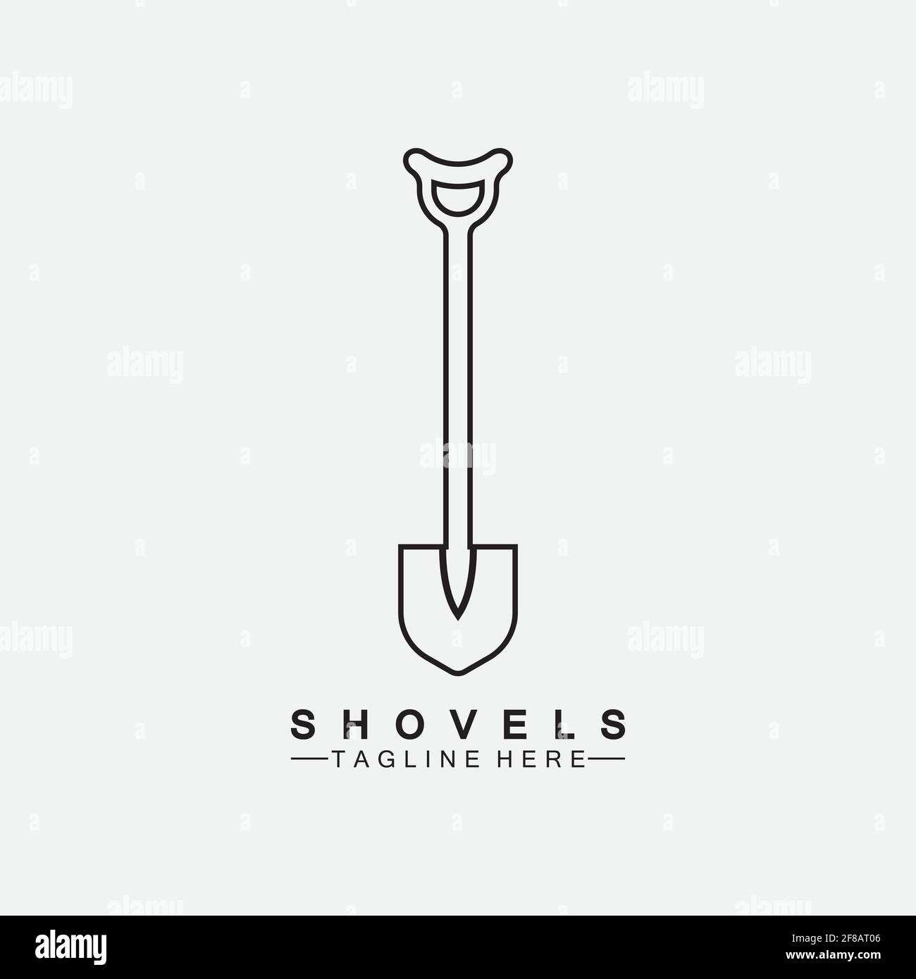 Schaufel Symbol Logo Vektor Illustration Design.Schwarz Schaufel Symbol Logo isoliert auf weißem Hintergrund. Schaufel Silhouette. Gartenwerkzeug. Stock Vektor