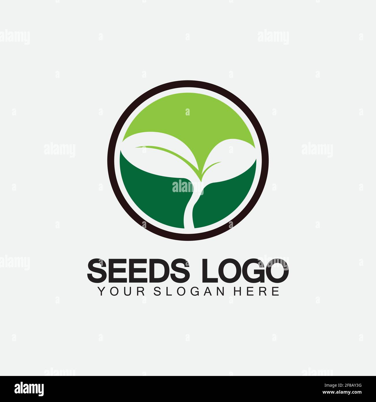 Pflanzensamen Logo Concept Template Vector.growing Saatgut Logo.Saatgut