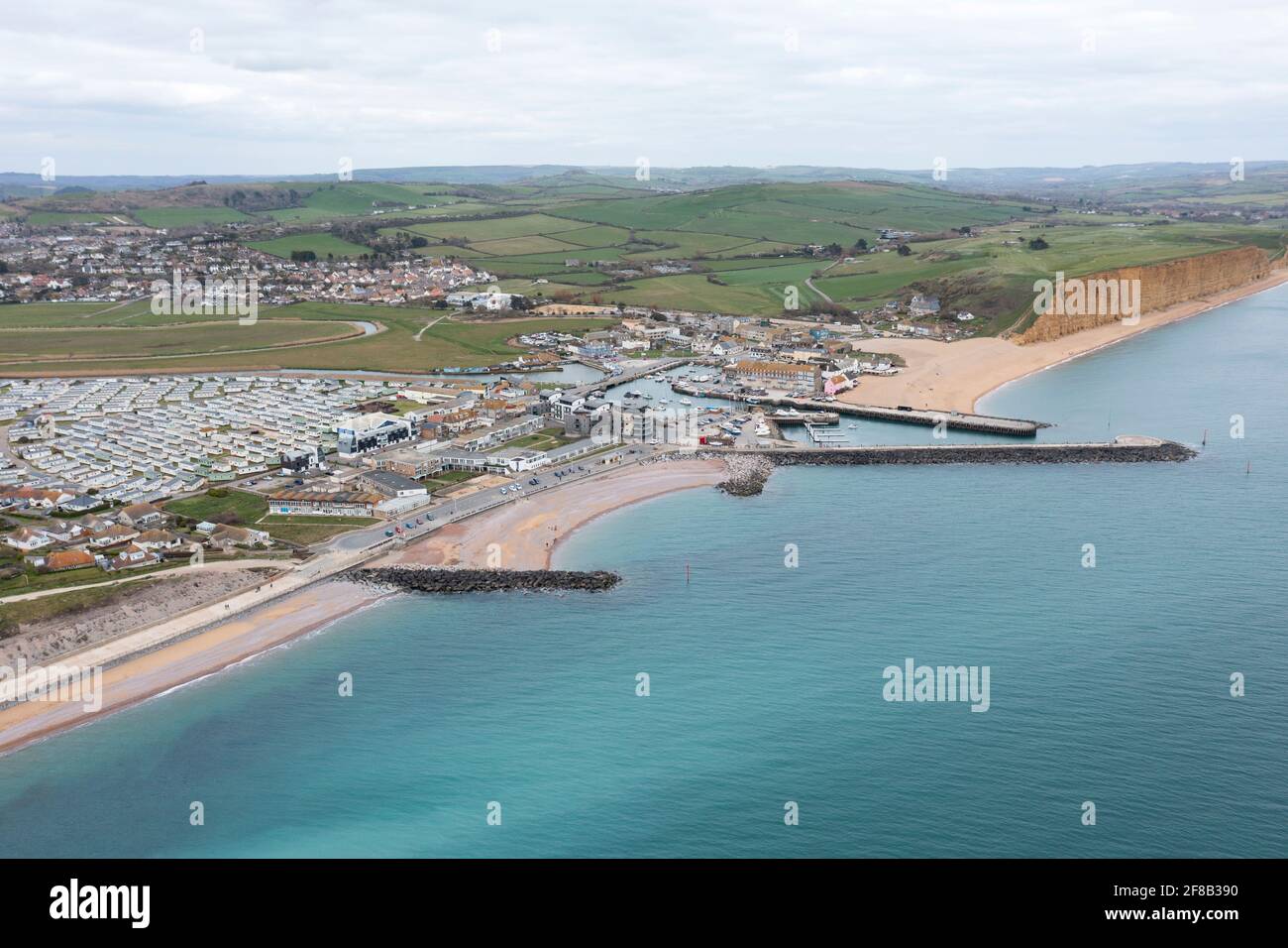 Luftaufnahme der West Bay in der Nähe von Bridport, Dorset Stockfoto