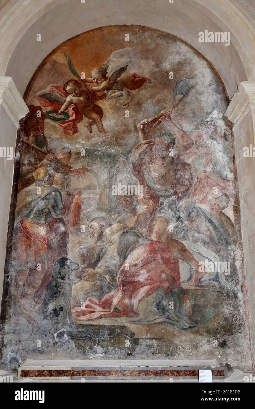 Napoli - Affresco del Quarto altare a sinistra della cripta Della Basilica di Santa Maria alla Sanità Stockfoto