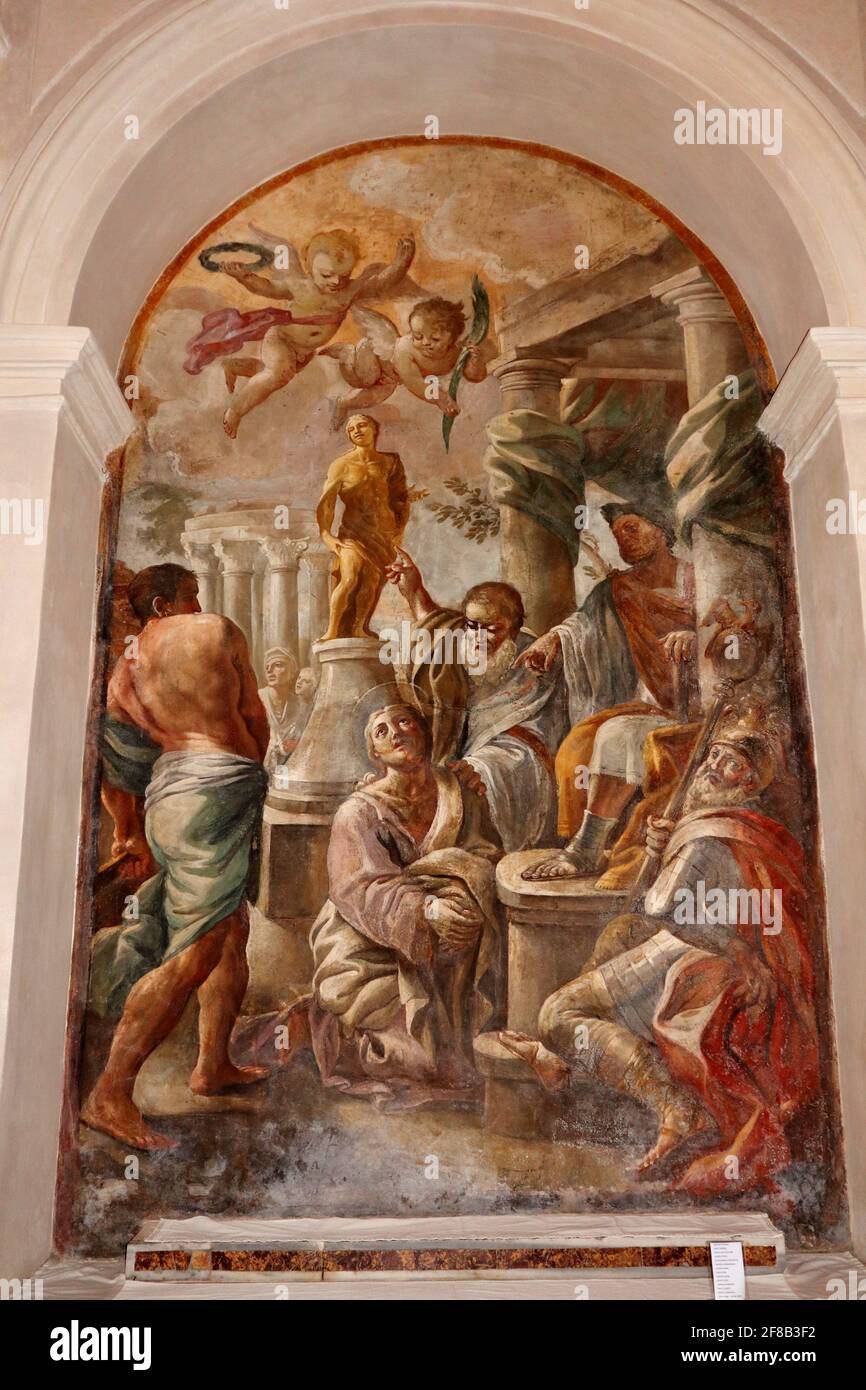 Napoli - Affresco del terzo altare a sinistra della cripta Della Basilica di Santa Maria alla Sanità Stockfoto