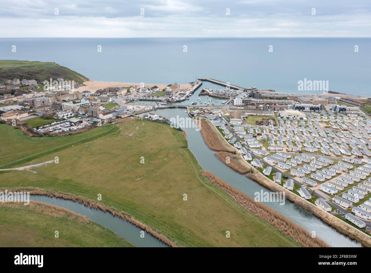 Luftaufnahme der West Bay in der Nähe von Bridport, Dorset Stockfoto