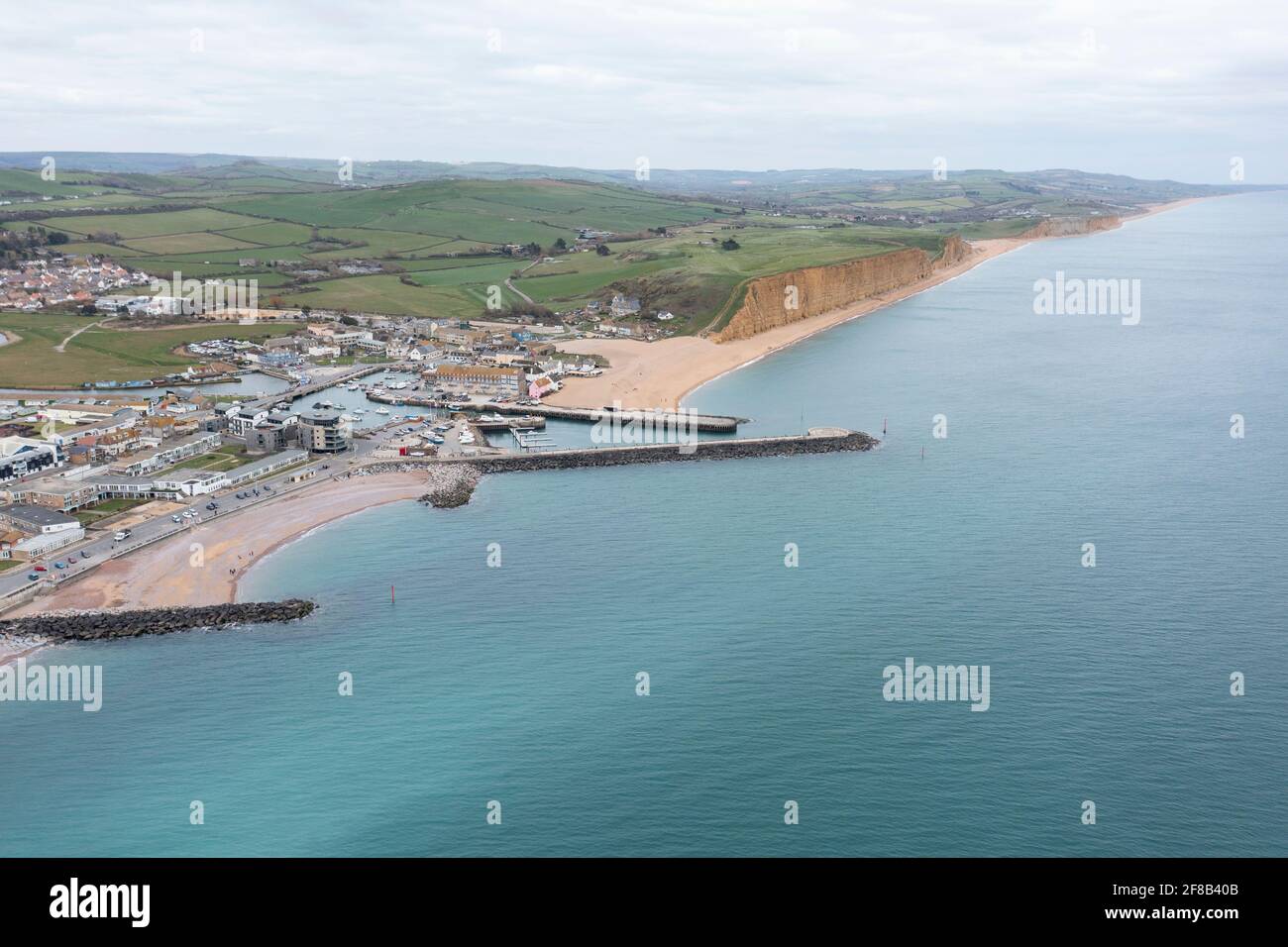 Luftaufnahme der West Bay in der Nähe von Bridport, Dorset Stockfoto