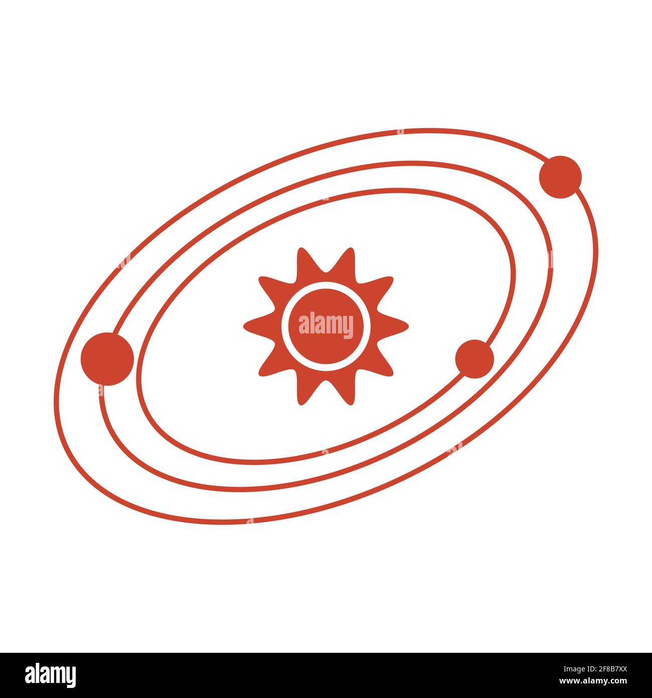 Einfache Vektor-Illustration Sonnensystem. Planeten, Sonne. Weltraumforschung. Planeten kreisen um den Stern. Konzept der Astronomie. Galaxy. Universum. Scienc Stock Vektor