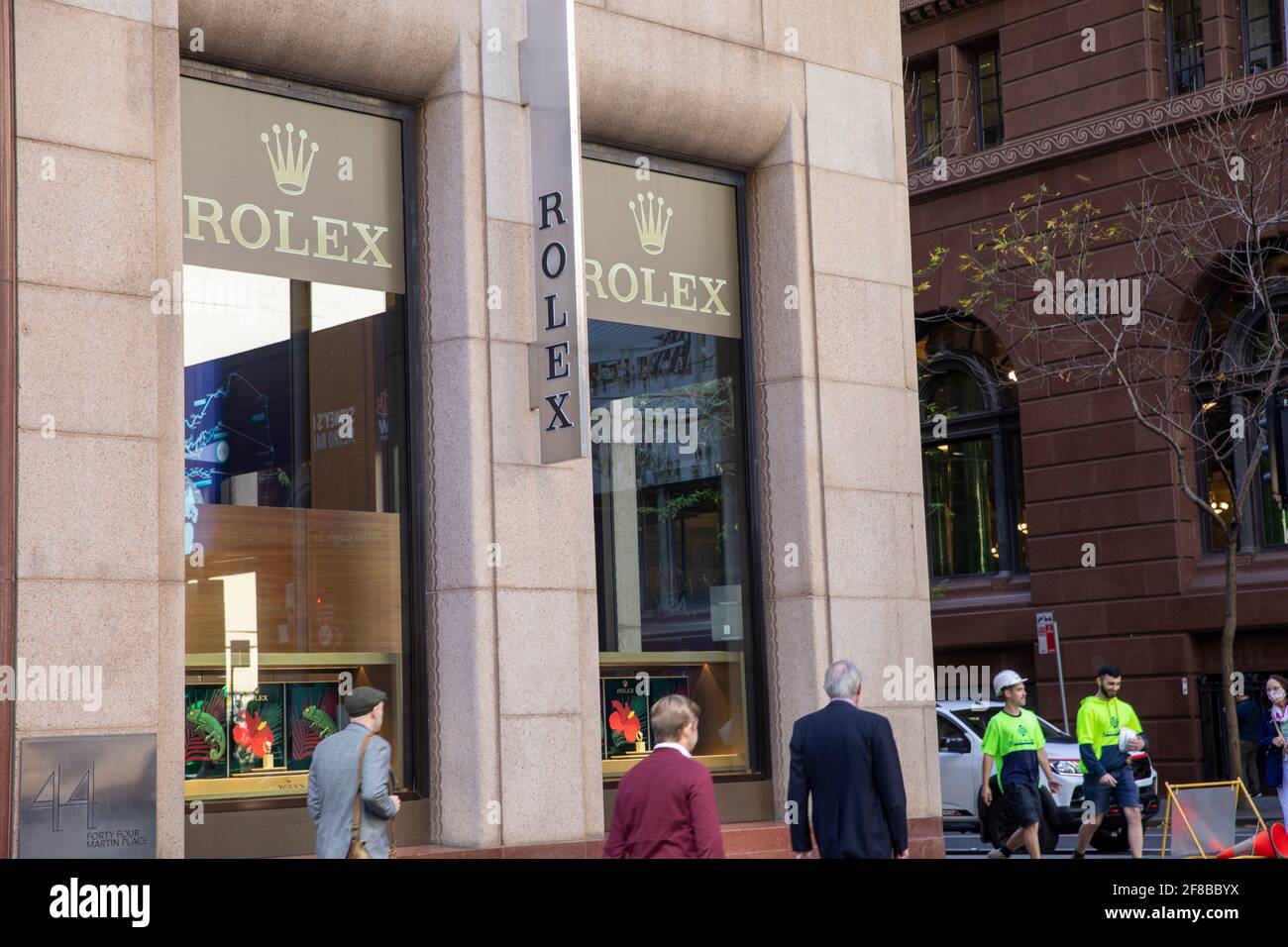 Sydney Martin Place, Rolex Uhrengeschäft im Stadtzentrum, NSW, Australien Stockfoto