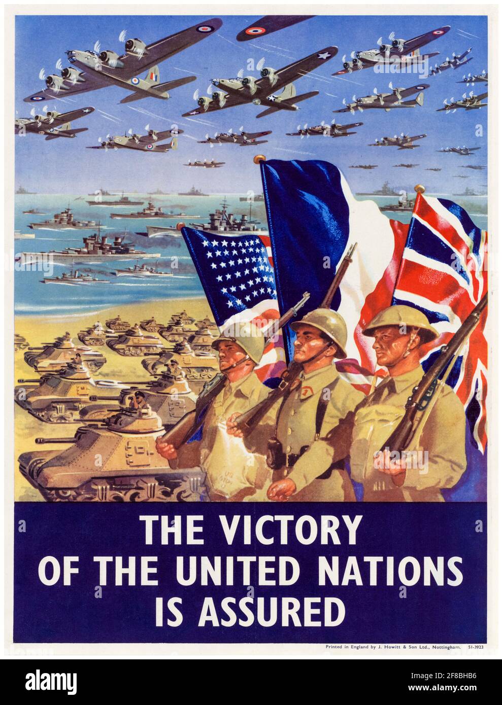 Britisch, 2. Weltkrieg, Sieg der Vereinten Nationen (Alliierte Nationen), ist versichert, Motivationsposter, 1942-1945 Stockfoto