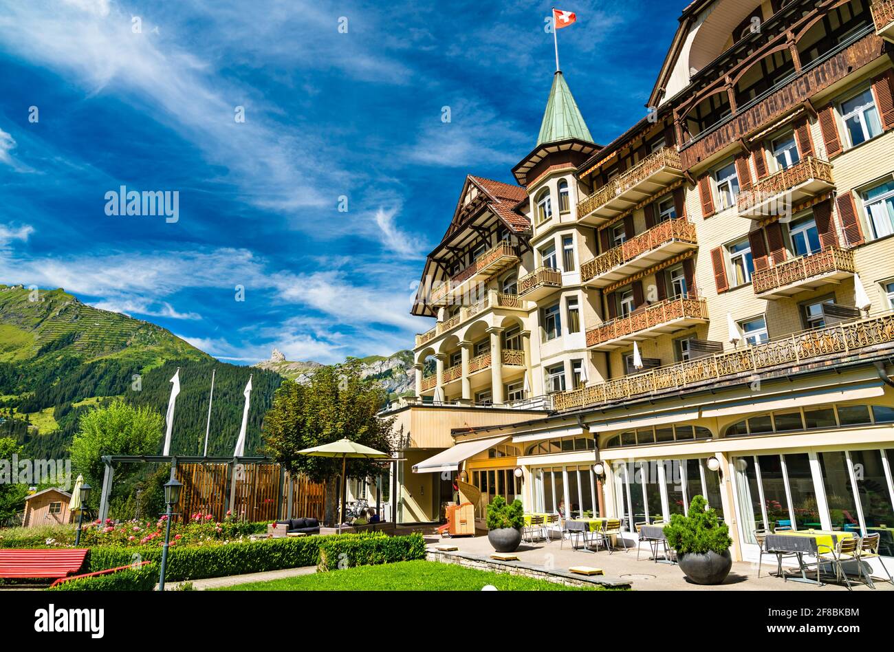 Architektur von Wengen in der Schweiz Stockfoto