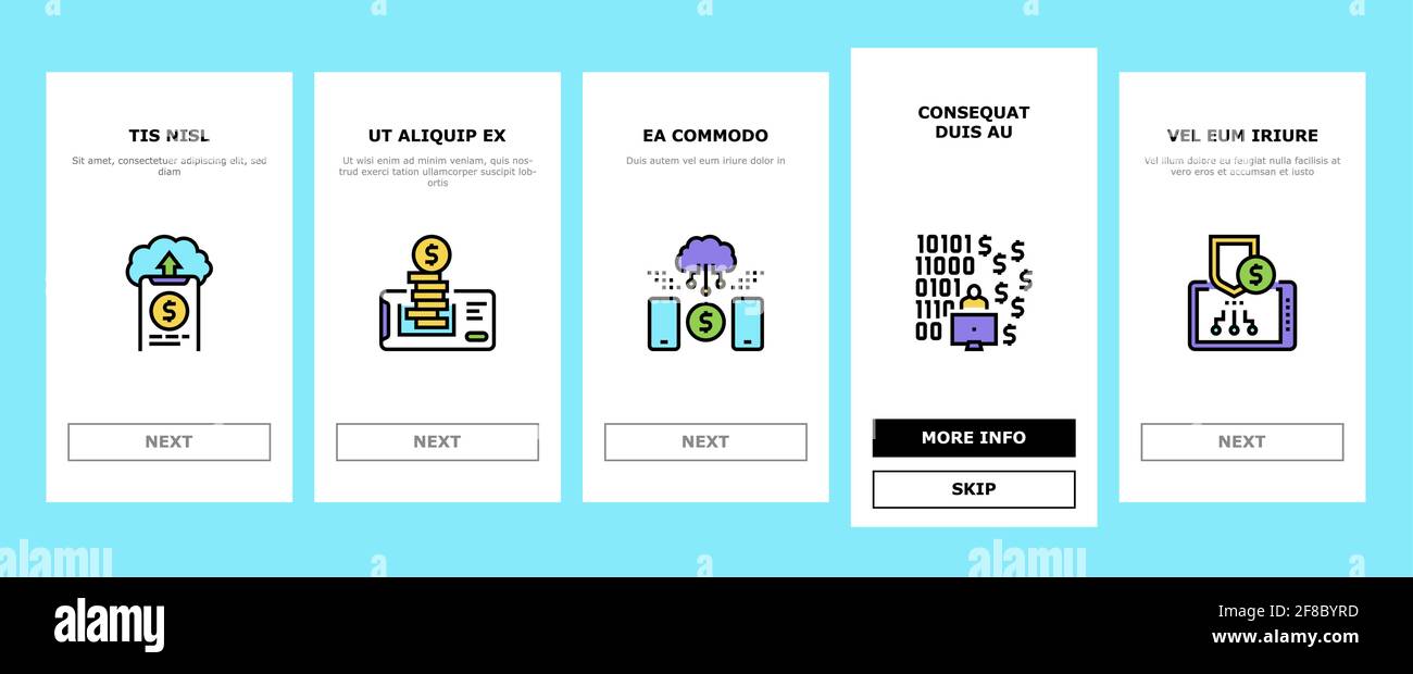 Online Banking Finance Onboarding Icons Set Vector Stock Vektor