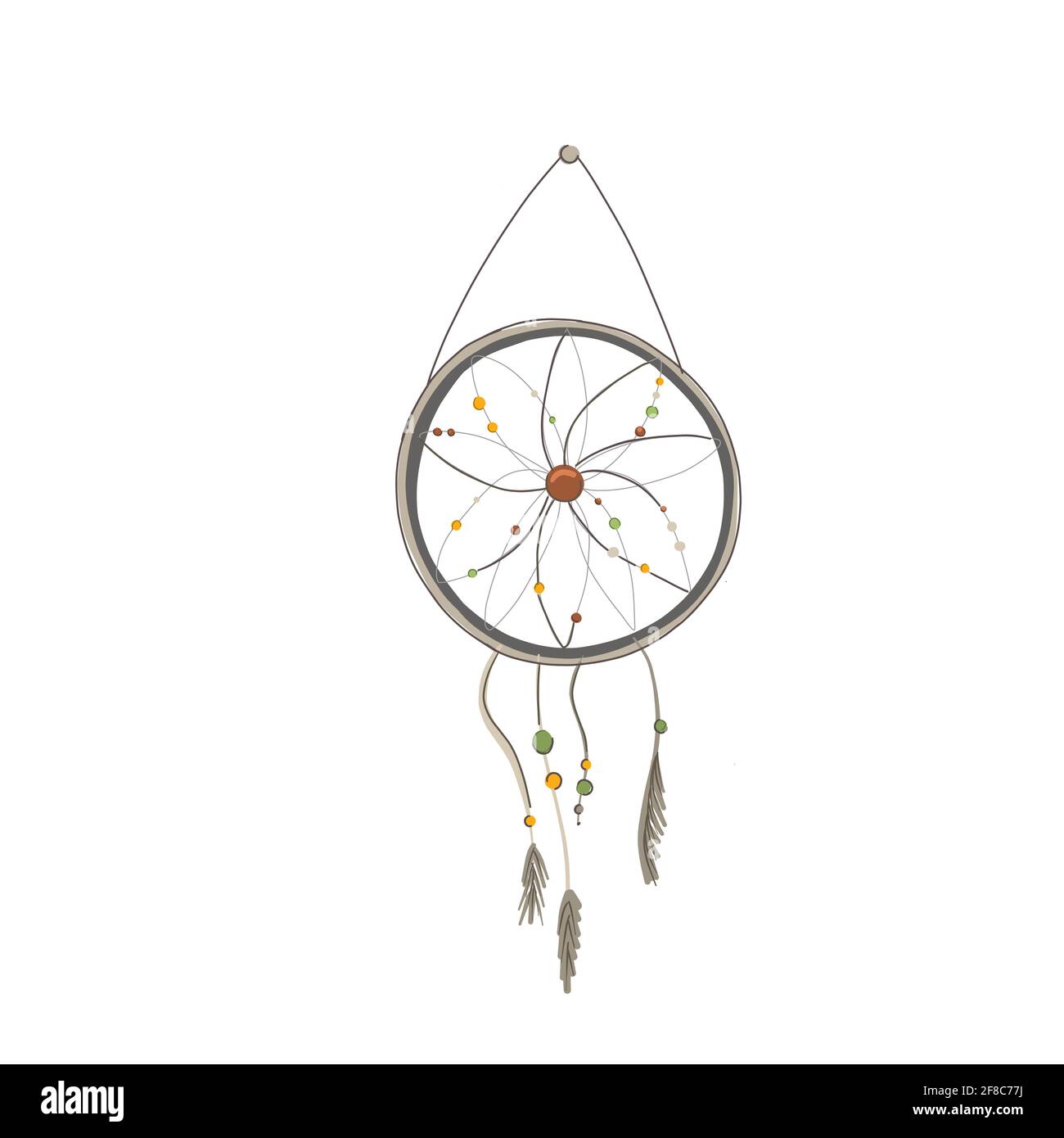 Dreamcatcher Silhouette mit Federn und Perlen ve Stock Vektor