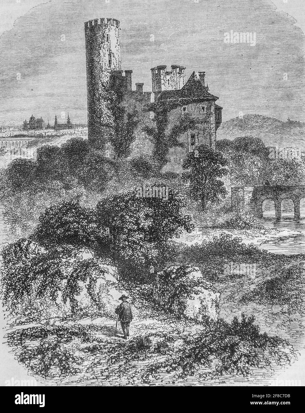 la Tour de la frankenburg pres d'aix la chapelle ,le Magazine pittoresque par m. edouard charton 1870 Stockfoto