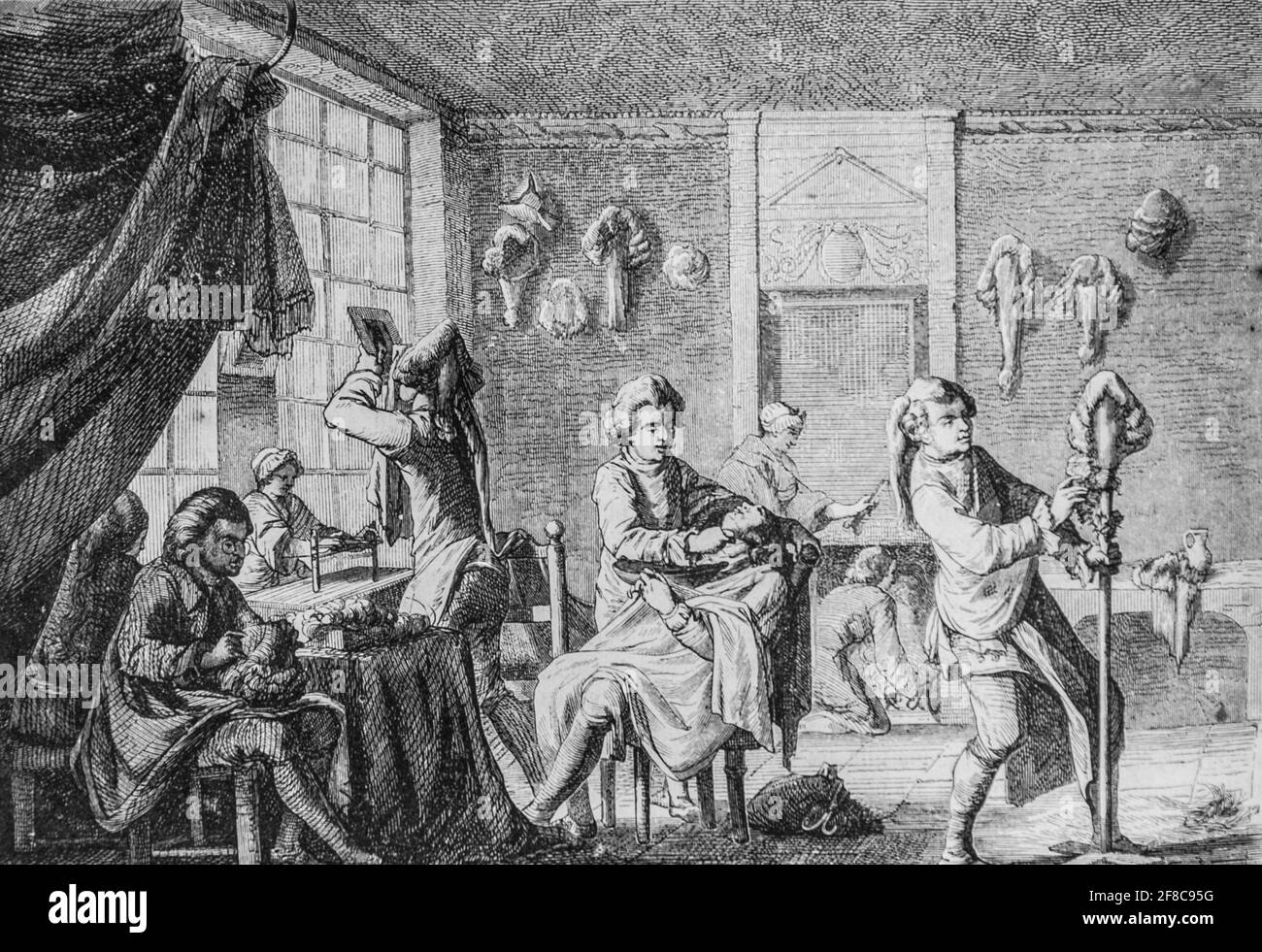 interieur d'une Boutique de perruquier sous louis XV, le Magazine pittoresque par m. edouard charton 1870 Stockfoto