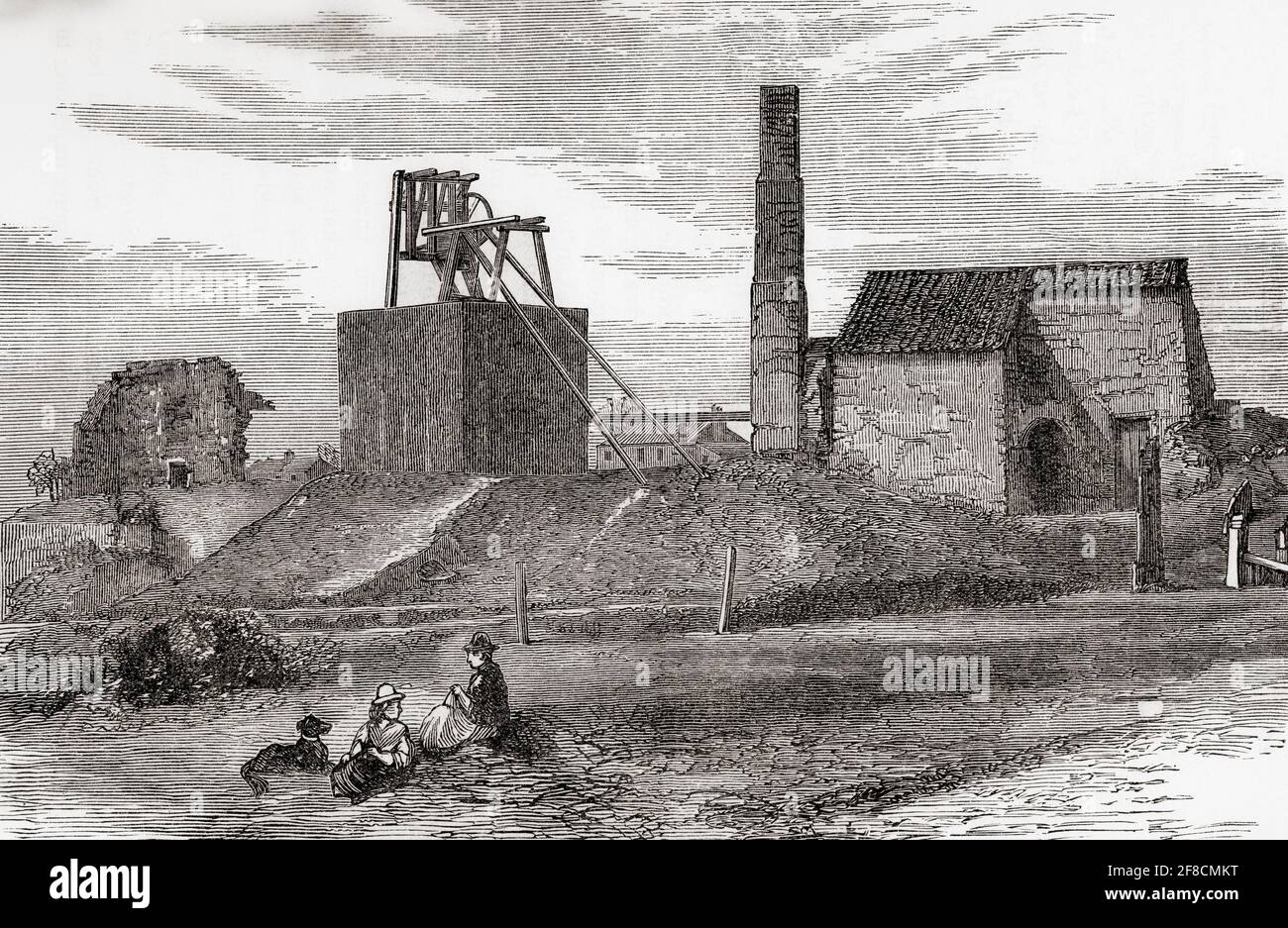 Killingworth Colliery, Newcastle upon Tyne, North Tyneside, England, hier die hohe Grube. George Stephenson, der in der Zeche einsetzte, baute hier seine erste Lokomotive Blücher. Von Great Engineers, veröffentlicht um 1890 Stockfoto