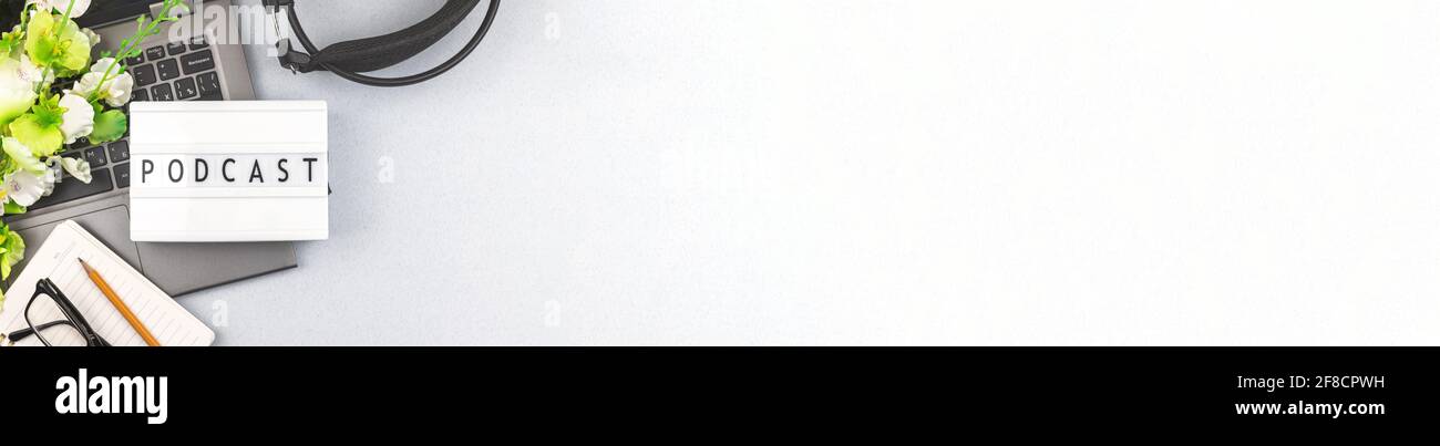 Poadcast Bannerfoto, Broadcast Hintergrund mit Copy Space und Lightbox Stockfoto