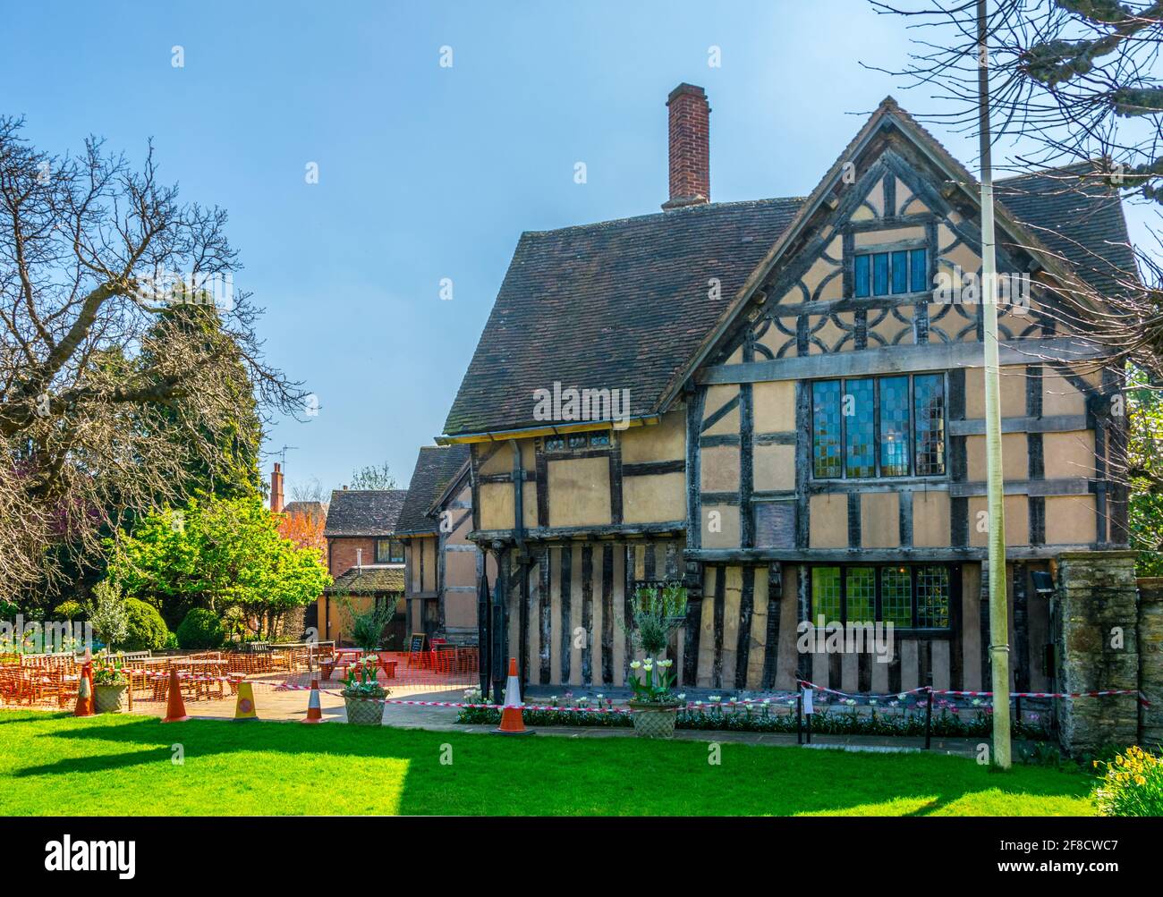 Blick auf die Hall's Croft Gardens in Stratford upon Avon, England Stockfoto