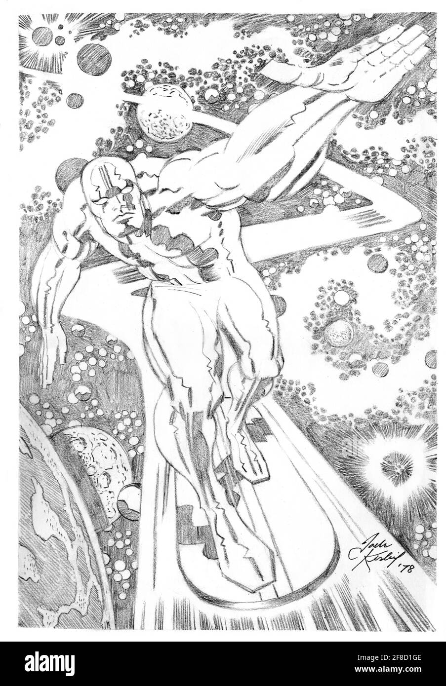 Silver Surfer - 1978 Jack Kirby's Skizze - Marvel Comics Stockfoto