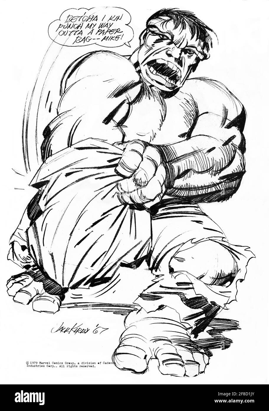 Hulk - 1967 Jack Kirby's Skizze - Marvel Comics Stockfoto