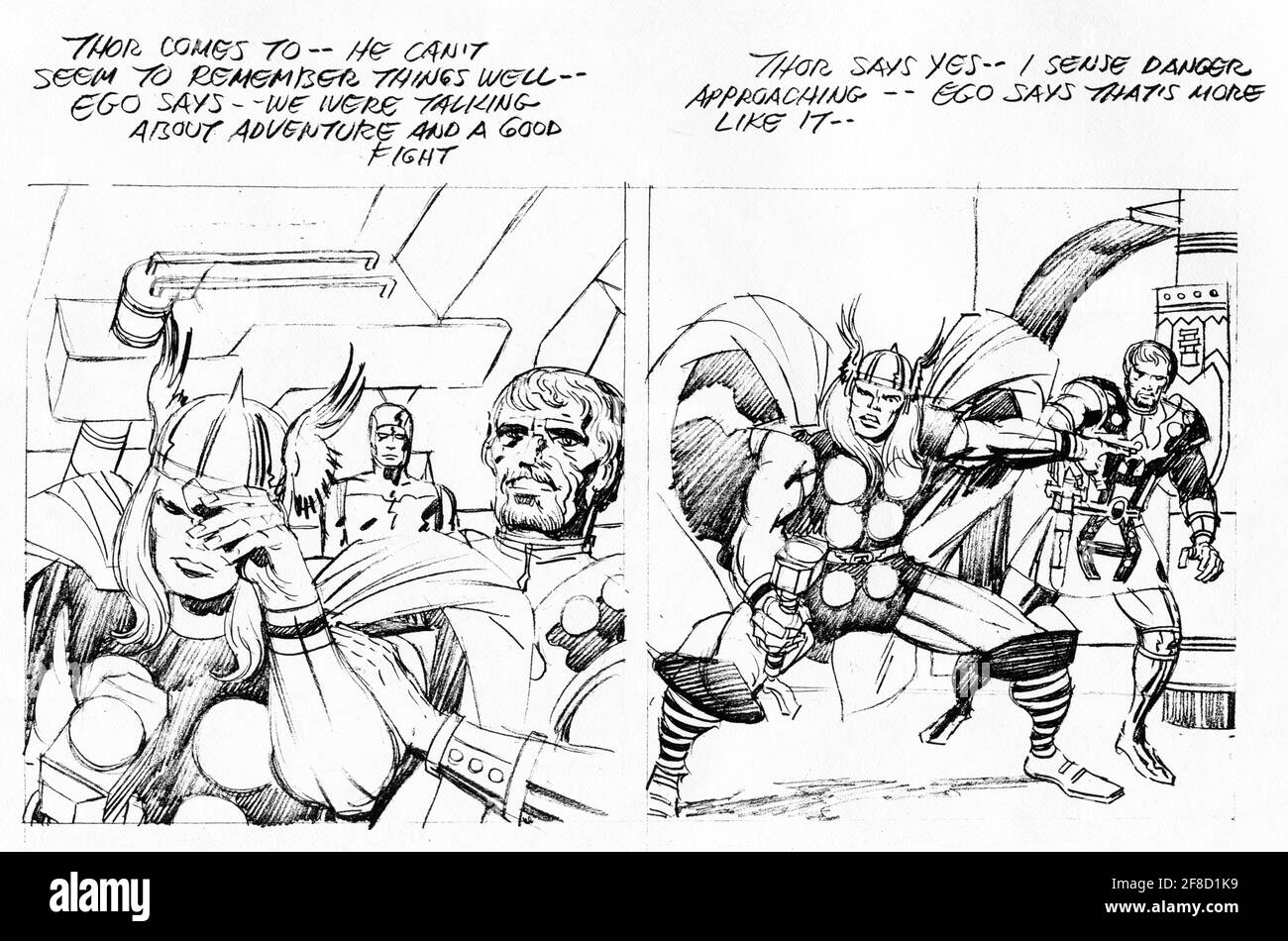 Thor - Jack Kirby's Skizze - Marvel-Comics Stockfoto