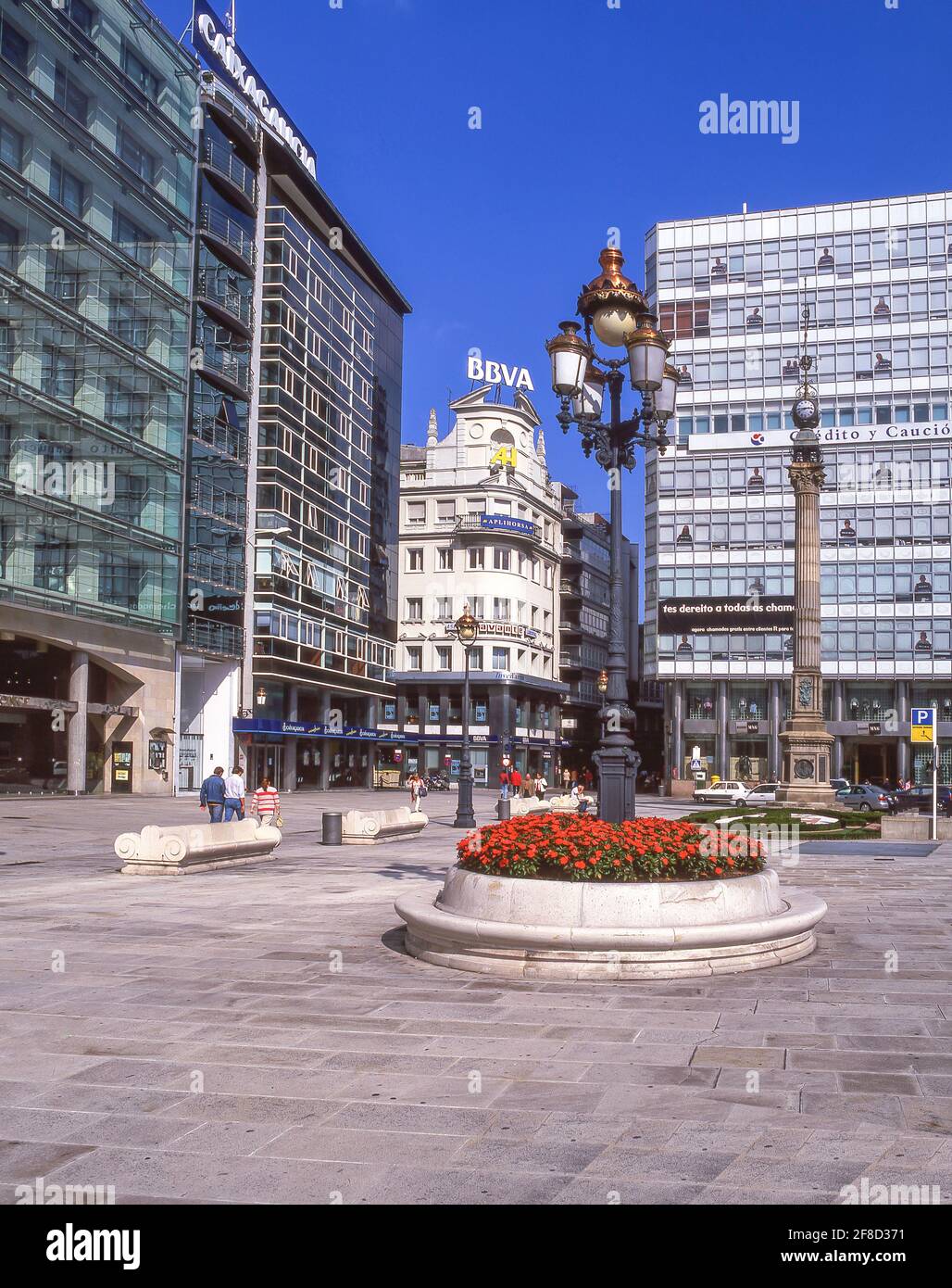El Oblesco (Obelisk), Avenida da Marina, A Coruña, Galicien, Spanien Stockfoto