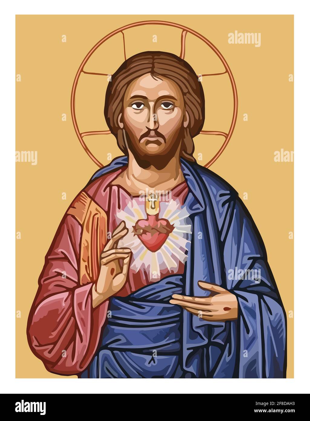 Jesus Christus liebt den Frieden Glauben Heiliger Herzen Himmelspirit Illustration Stockfoto