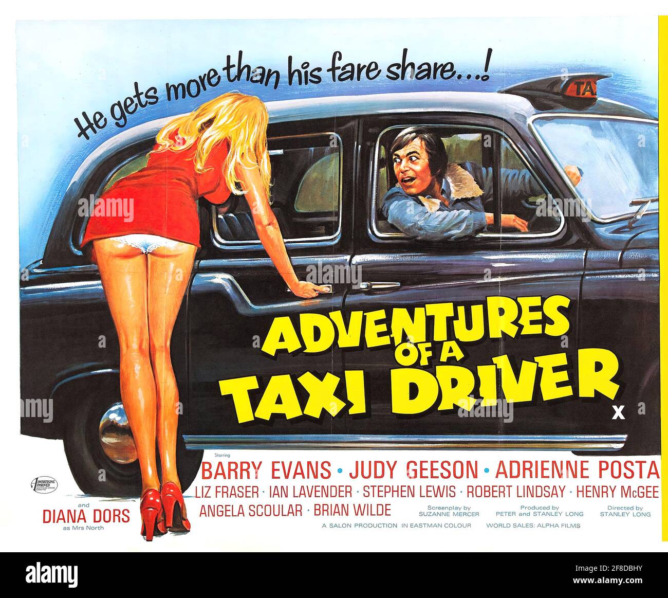 Ein Vintage-Filmplakat für den Film Adventures of, der nur für Erwachsene bestimmt ist Ein Taxifahrer Stockfoto