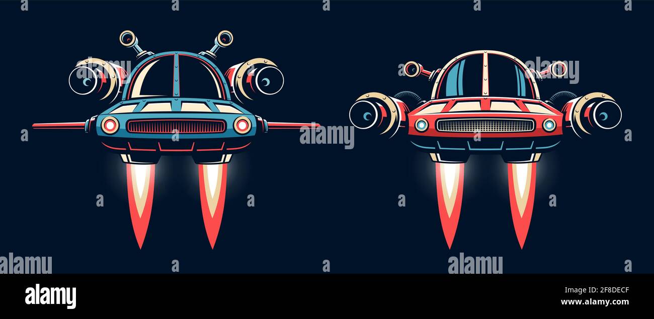 Sci-Fi Raumschiff fliegen Stock Vektor
