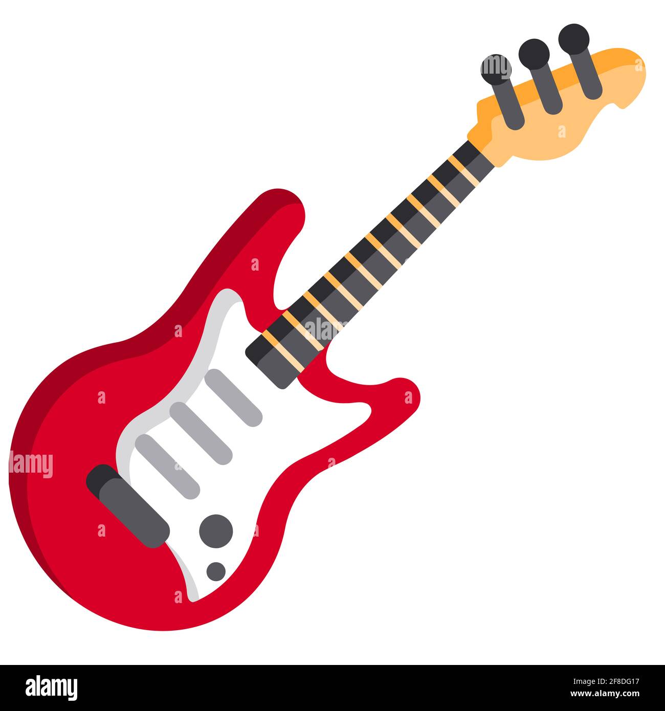 Musikalische Ausstattung der E-Gitarre erklingen Rock und rollen rote Farbabbildung Stockfoto