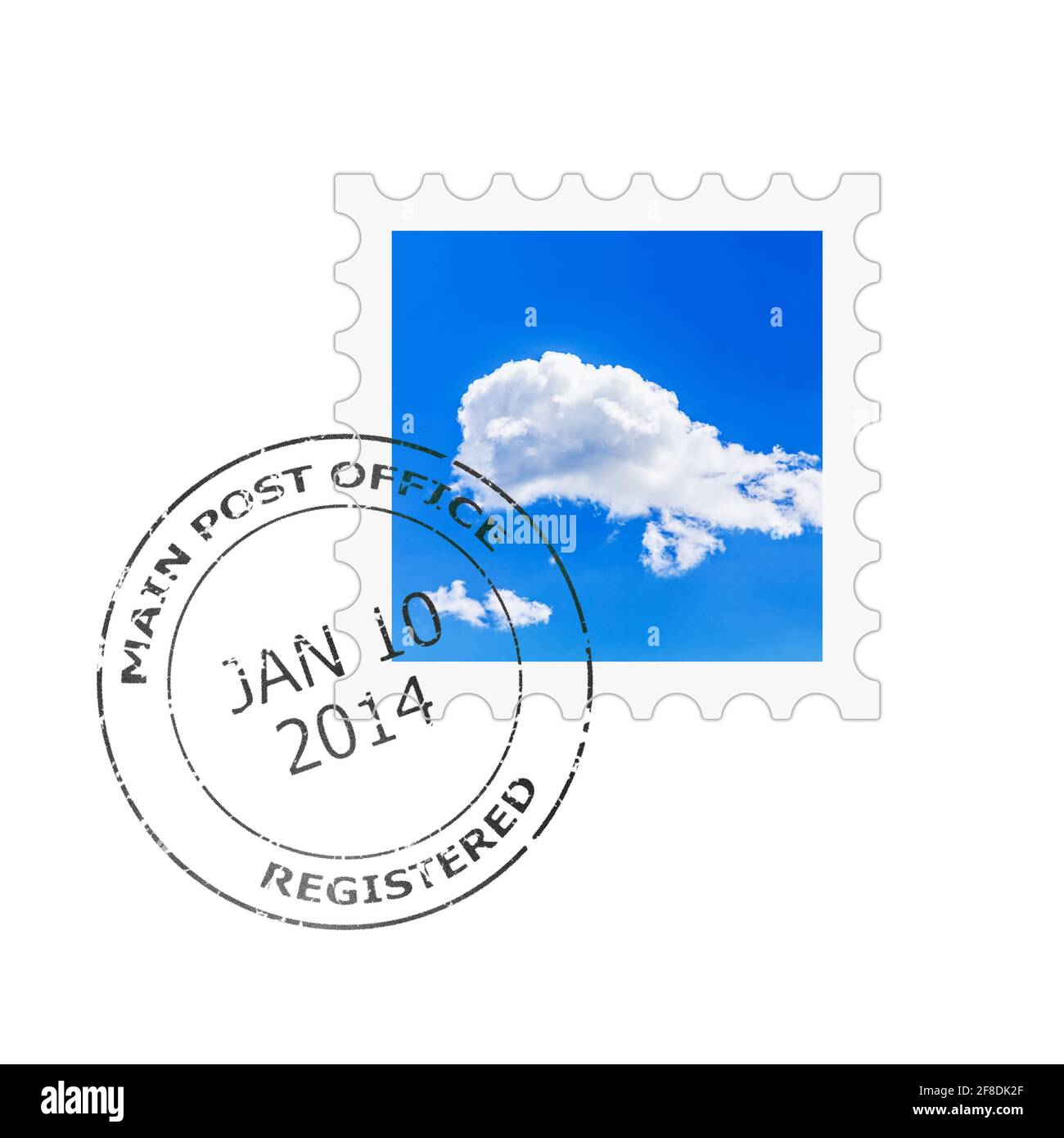 Briefmarke und Poststempel für einen Briefumschlag Stockfoto