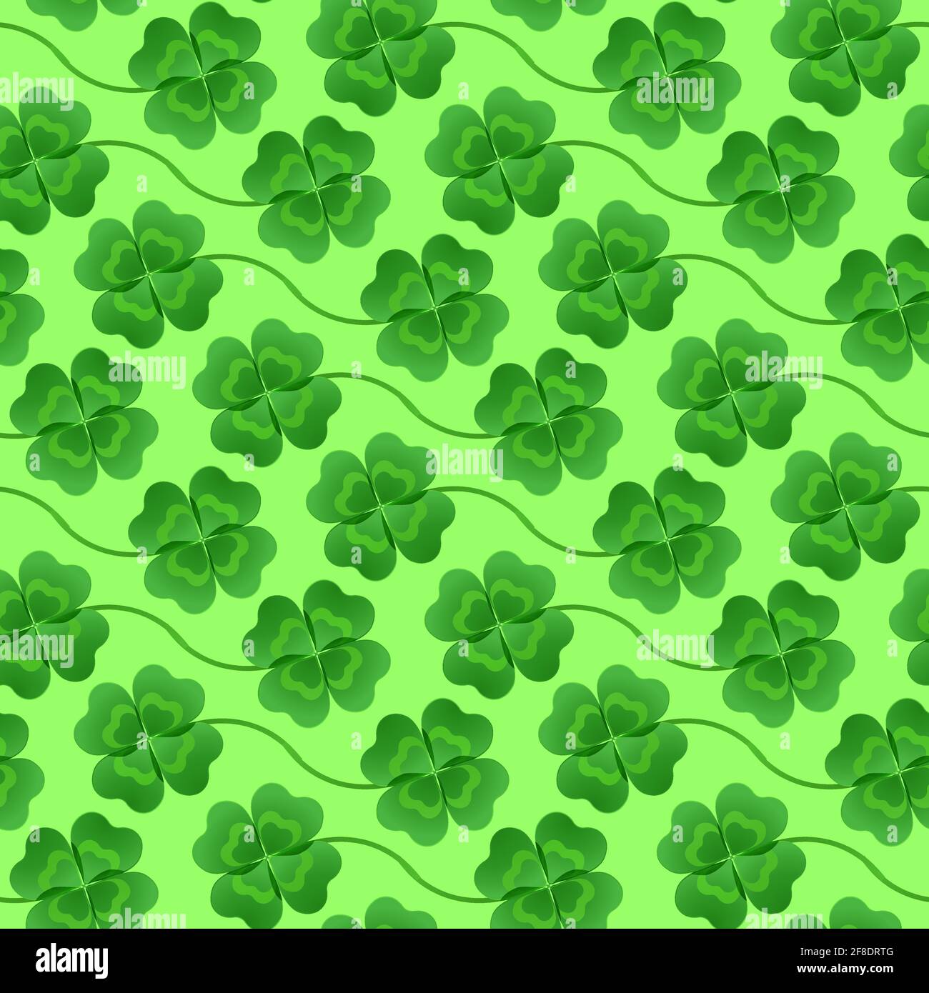 Vierblättriger Kleeblatt in diagonalen Streifen zur Dekoration für das Fest des heiligen Patrick angeordnet. Vektorclipart. Stock Vektor