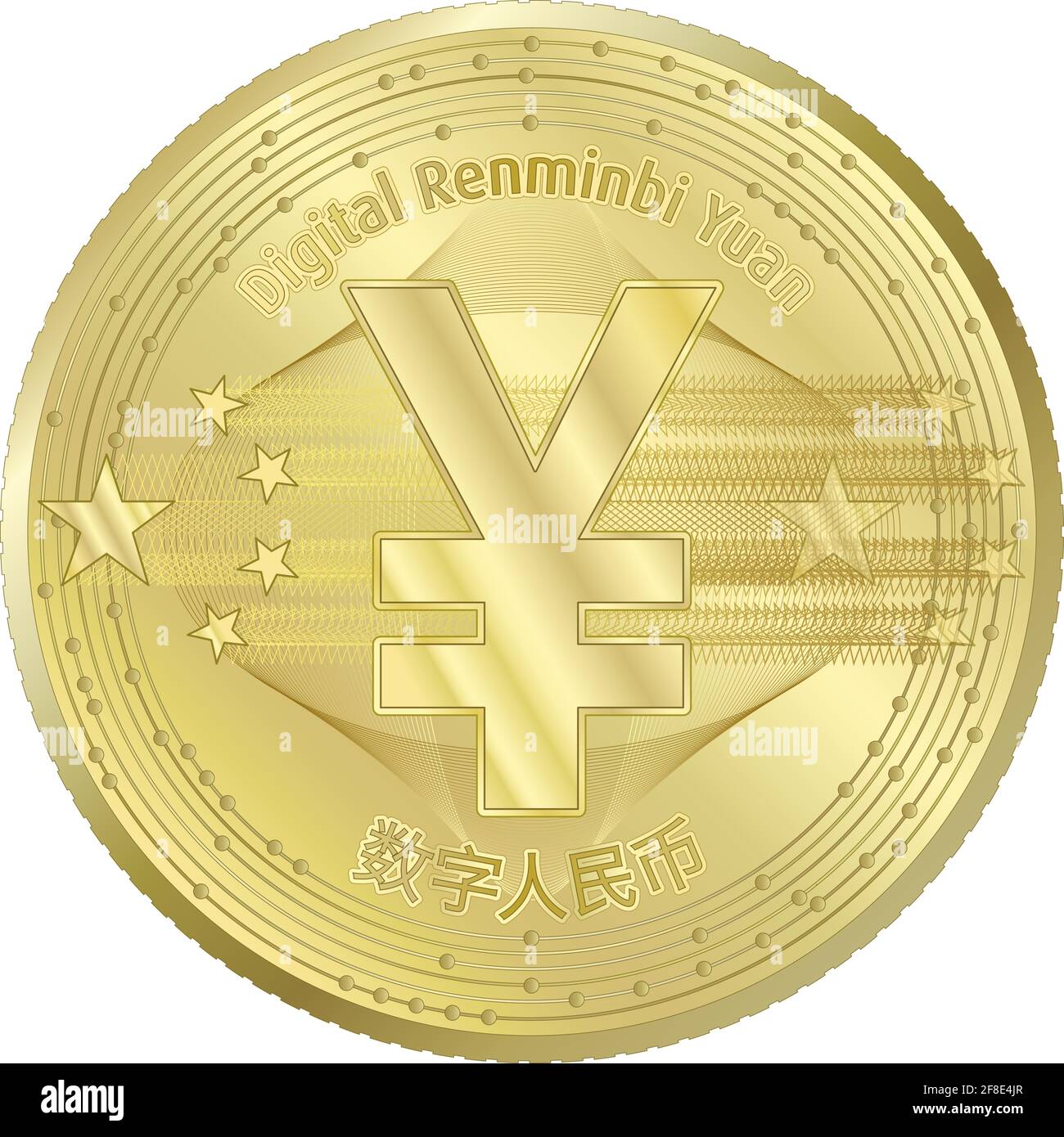 Kryptowährung Digital Yuan Renminbi Münze Fantasy-Design, Vektor-Illustration Stock Vektor