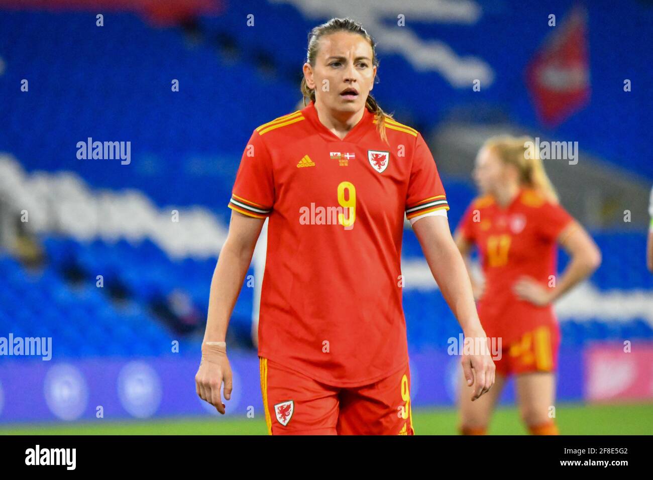 Cardiff, Wales. 13. April 2021. Kayleigh Green of Wales Women beim Freundschaftsspiel der Women's International zwischen Wales und Dänemark im Cardiff City Stadium in Cardiff, Wales, Großbritannien, am 13. April 2021. Quelle: Duncan Thomas/Majestic Media/Alamy Live News. Stockfoto