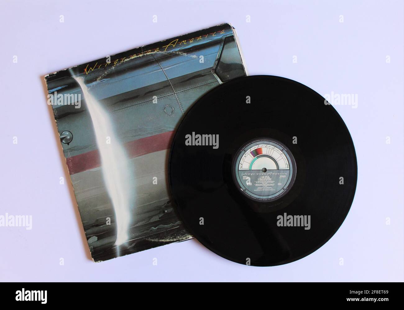 Britisch-amerikanische Rockband, Wings-Musikalbum auf Vinyl-Schallplatte. Titel: Wings over America Stockfoto