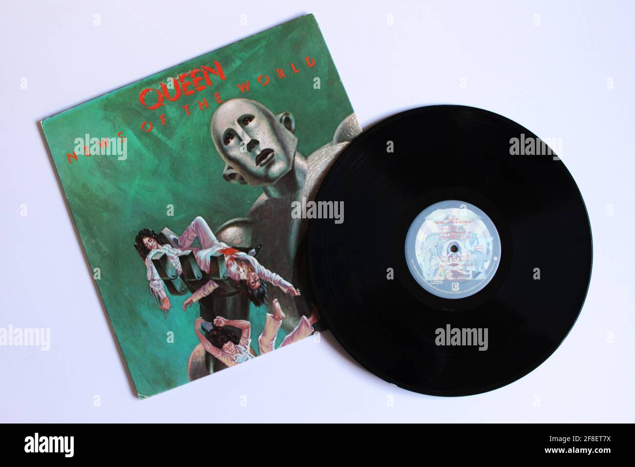 Hard Rock, symphonische Rock- und Popband, Queen-Musikalbum auf Vinyl-LP-Schallplatte. Titel: News of the world Stockfoto