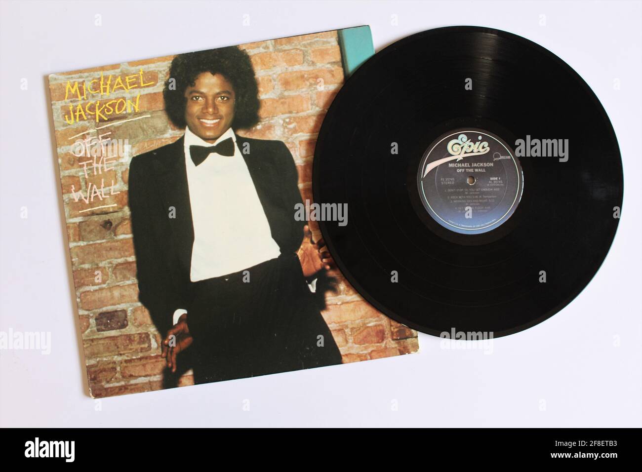 Pop-, Disco-, Rock- und Funk-Künstler, Michael Jackson-Musikalbum auf Vinyl-LP-Schallplatte. Titel: Von der Wand Stockfoto