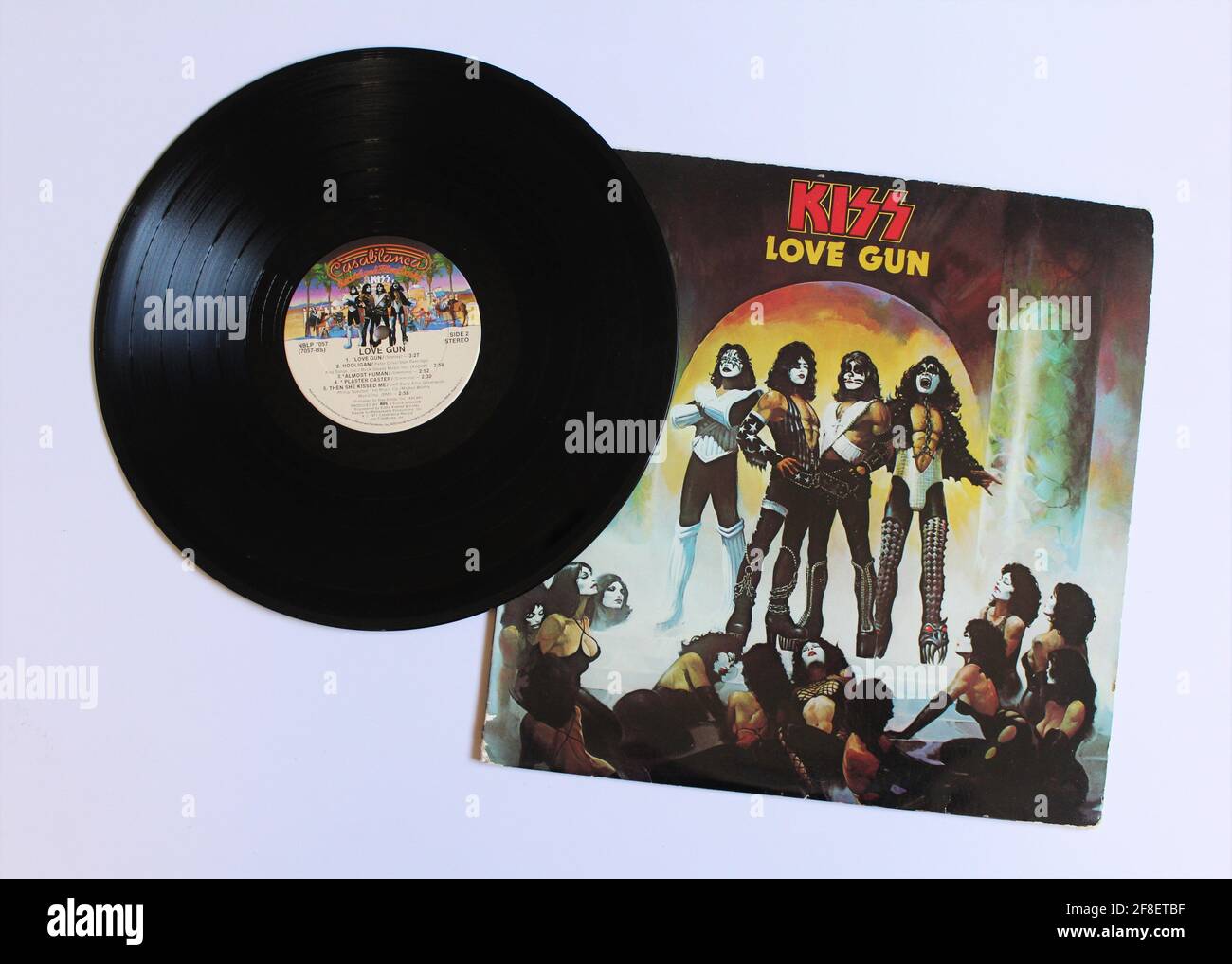 Hard Rock und Disco und Heavy Metal Band, KISS Musikalbum auf Vinyl LP Disc. Titel: Dynasty Album Cover Stockfoto