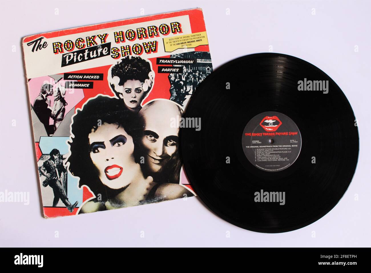 Die Rocky Horror Picture Show ist das Original-Soundtrack-Album zum Film aus dem Jahr 1975. Album auf Vinyl. Albumcover Stockfoto