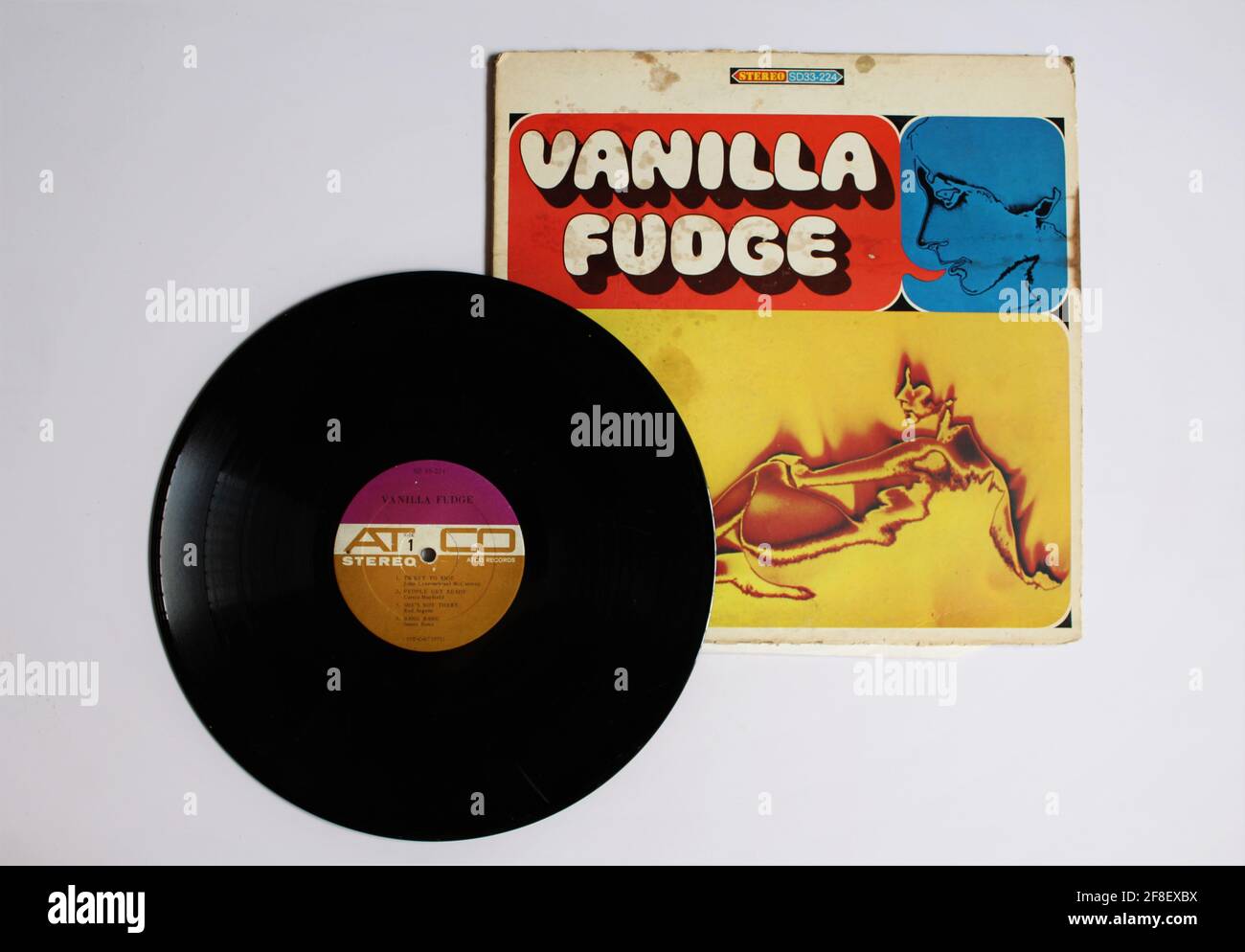 Die amerikanische Psychedelik-Rockband Vanilla Fudge hat ein Album auf Vinyl-LP-Schallplatte. Mit Dem Titel: Vanilla Fudge Stockfoto