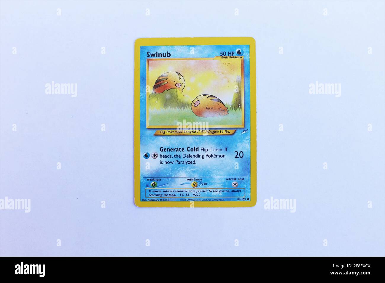 Swinub-Pokemon-Karte Vorderseite das Pokémon-Sammelkartenspiel Ist ein Sammelkartenspiel, das auf Nintendos Pokémon-Franchise basiert Von Videospielen und Anime Stockfoto
