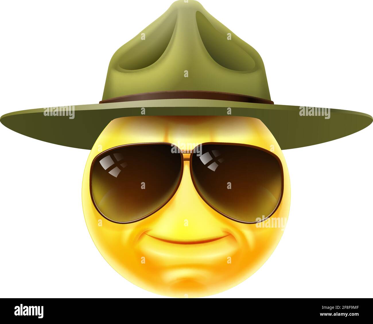 Happy Drill Sergeant Emoticon Cartoon Face Stock Vektor