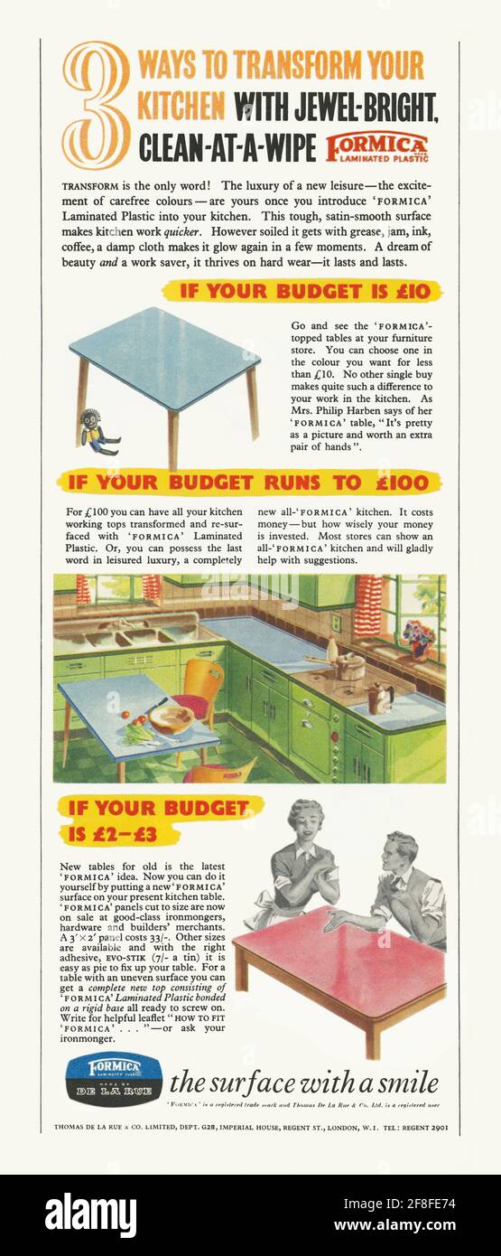 Eine Anzeige aus den 1950er Jahren für die Tisch und