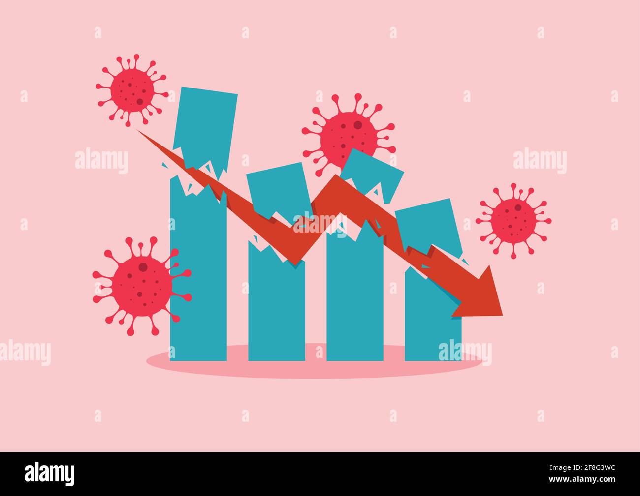 Wirtschaftlicher Absturz durch Coronavirus. Konzept der Aktienmarktgrafik Stock Vektor