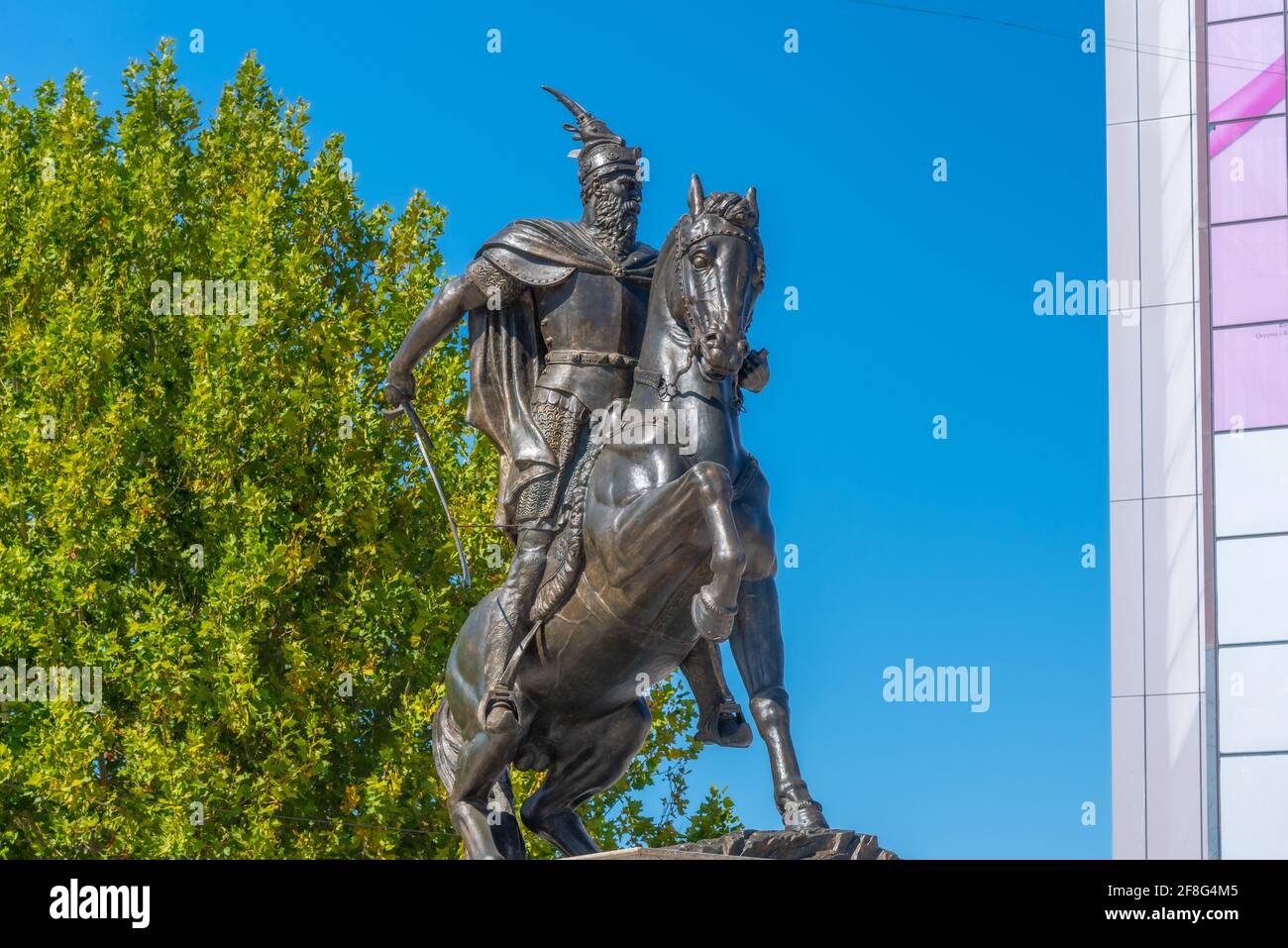 Statue von Gjergj Kastrioti bekannt als Skanderbeg in Prishtina, Kosovo Stockfoto